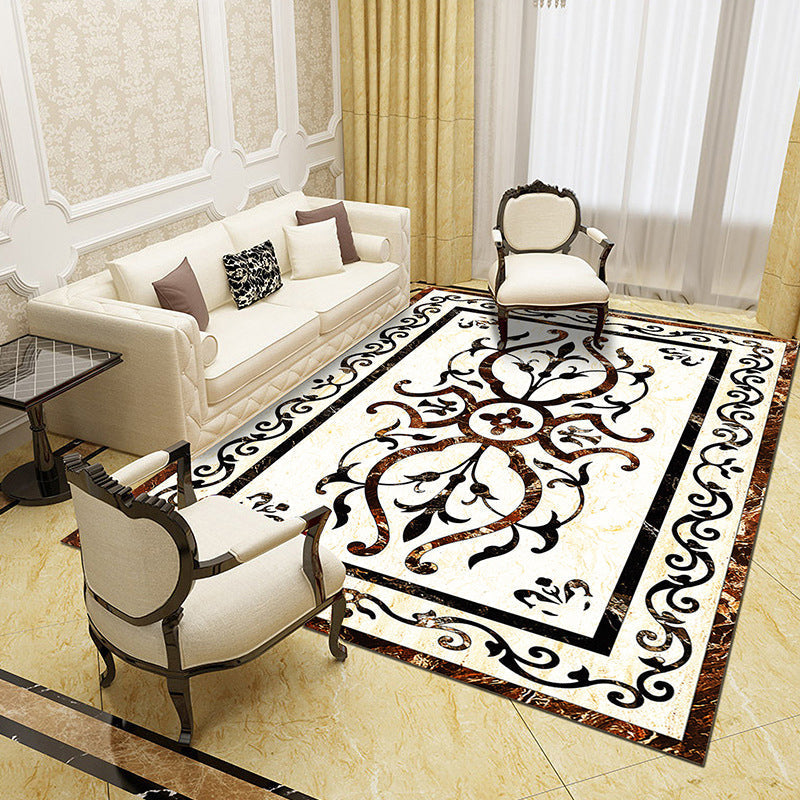 Multicolored Floral Polyester Area Rug – Pet Safe, Non-Slip, Stain Resistant