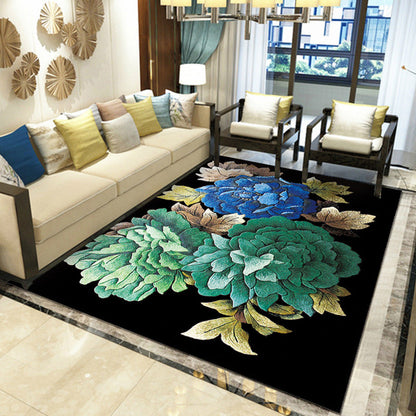 Multicolored Floral Polyester Area Rug – Pet Safe, Non-Slip, Stain Resistant
