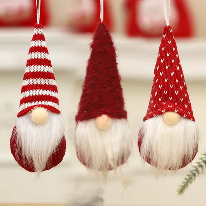 3-Piece Scandinavian Gnome Decoration Set | Fabric and Plush | Hanging Ornaments for Christmas Tree & Home