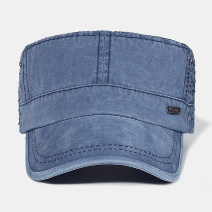 Men's Cotton Cap with Military Style - Adjustable Fit