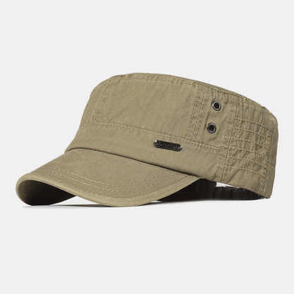 Men's Cotton Cap with Military Style - Adjustable Fit