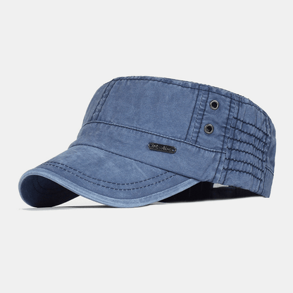 Men's Cotton Cap with Military Style - Adjustable Fit