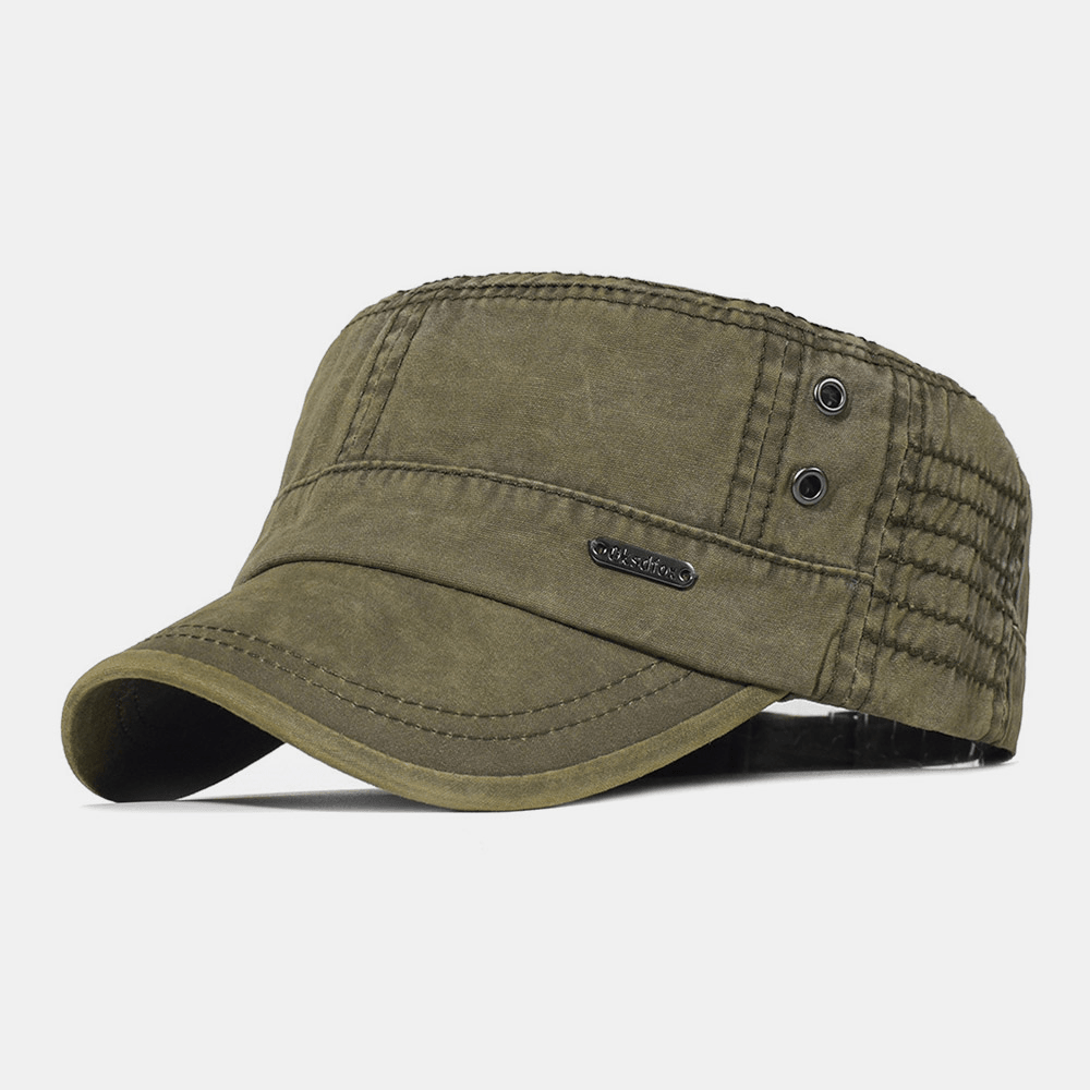 Men's Cotton Cap with Military Style - Adjustable Fit