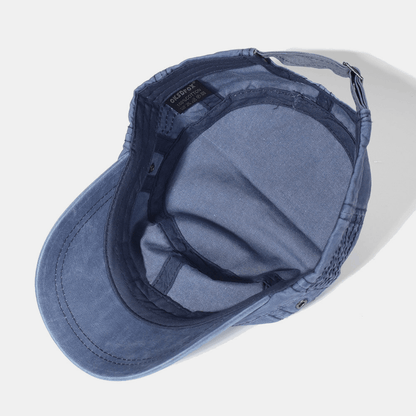 Men's Cotton Cap with Military Style - Adjustable Fit