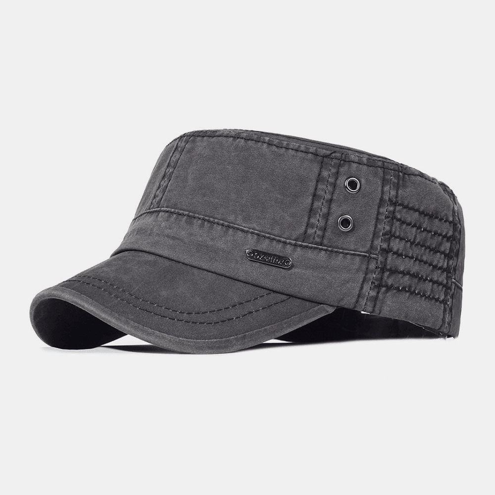 Men's Cotton Cap with Military Style - Adjustable Fit