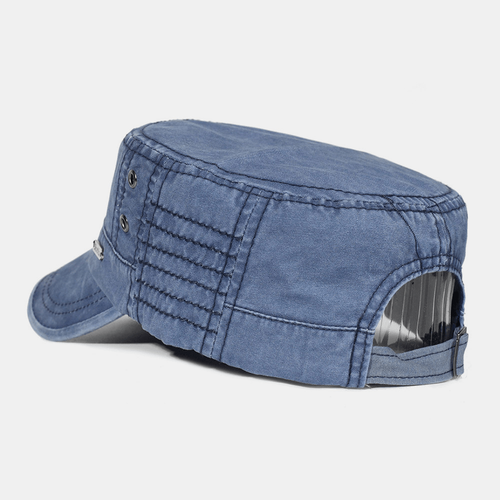 Men's Cotton Cap with Military Style - Adjustable Fit