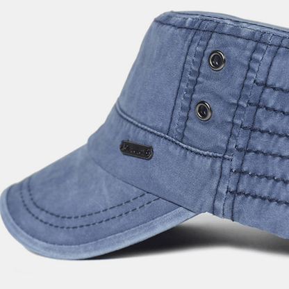 Men's Cotton Cap with Military Style - Adjustable Fit