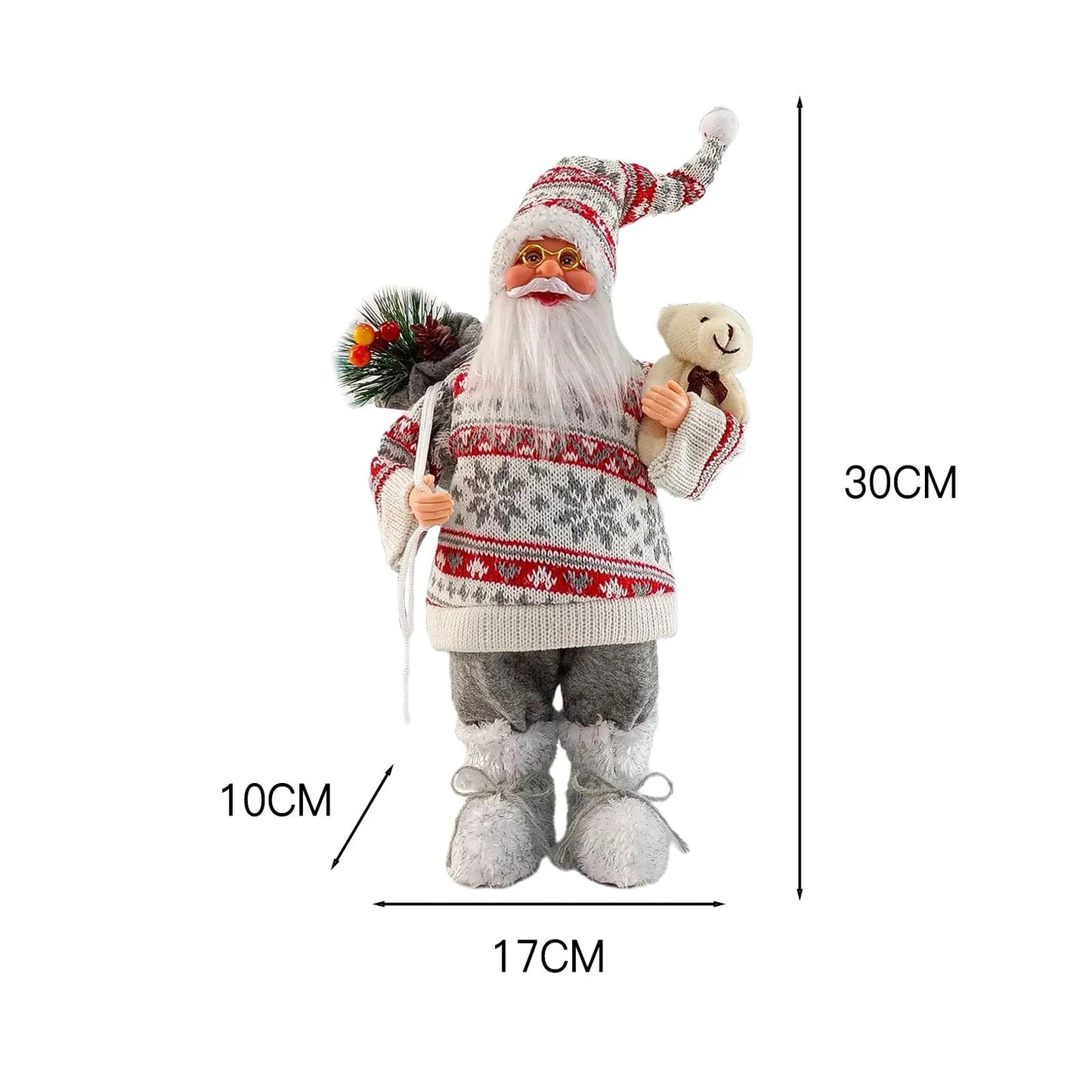 Christmas Figure MerryClaus | Santa Claus Sitting & Standing | 30 cm Decoration for Mantel, Table & Tree Ornaments