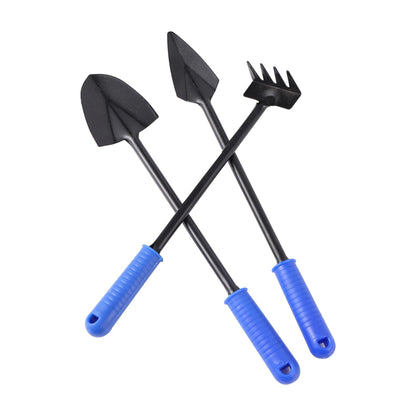 3-Piece Mini Garden Tool Set with Wooden Handles | Trowel and Rake | Perfect for Potted Plants