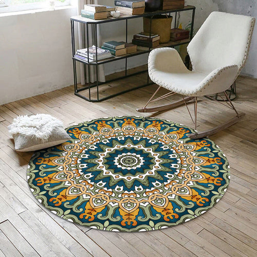 Vibrant Round Area Rug - Moroccan Style, Washable & Non-Slip