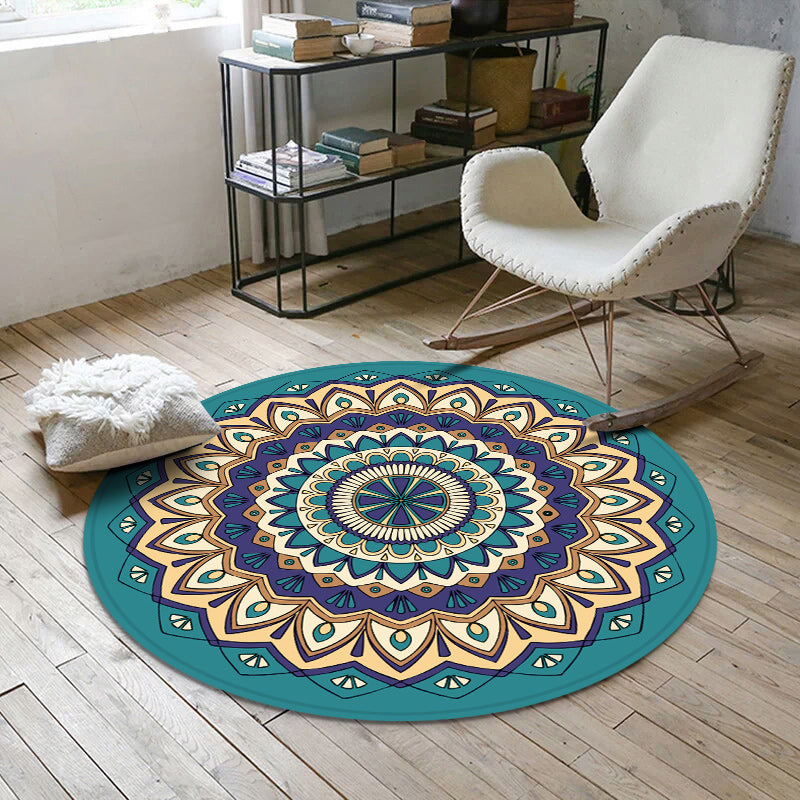 Vibrant Round Area Rug - Moroccan Style, Washable & Non-Slip