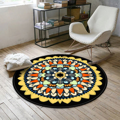 Vibrant Round Area Rug - Moroccan Style, Washable & Non-Slip