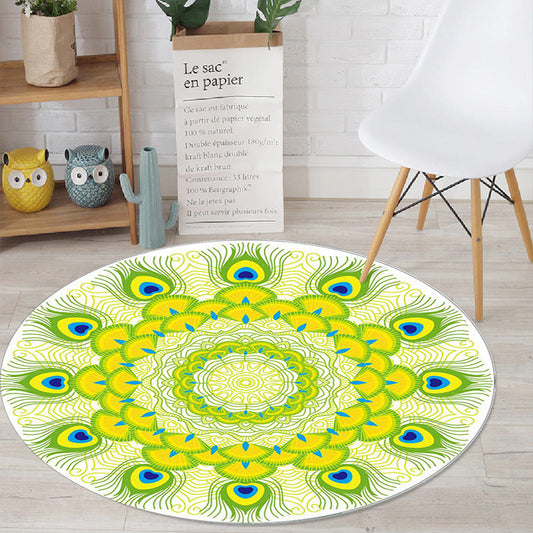 Multi-Colored Mandala Area Rug - Art Deco Style, Pet-Friendly, Machine Washable, Non-Slip for Bedroom