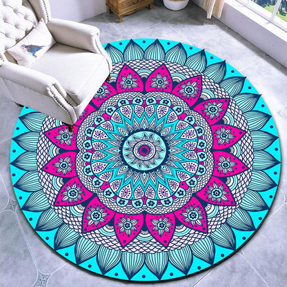 Colorful Moroccan Area Rug with Mandala Design - Stain-Resistant, Non-Slip, Pet-Friendly