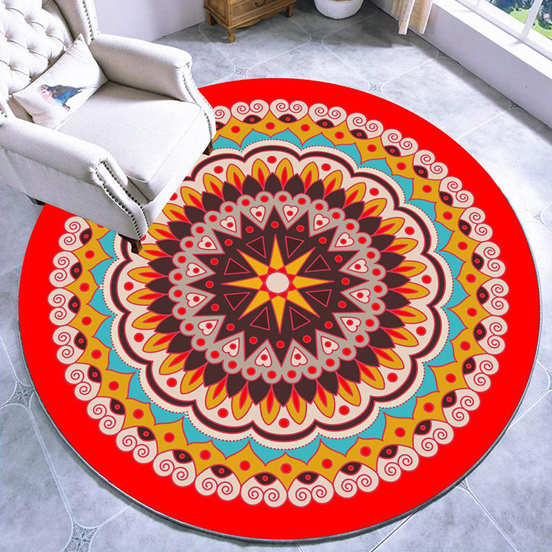 Colorful Moroccan Area Rug with Mandala Design - Stain-Resistant, Non-Slip, Pet-Friendly