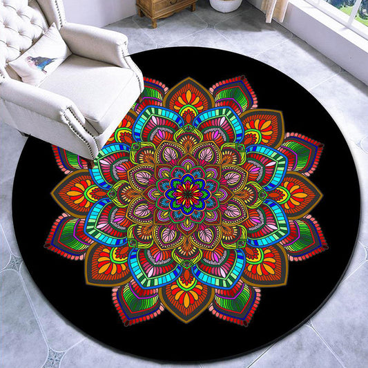 Colorful Moroccan Area Rug with Mandala Design - Stain-Resistant, Non-Slip, Pet-Friendly