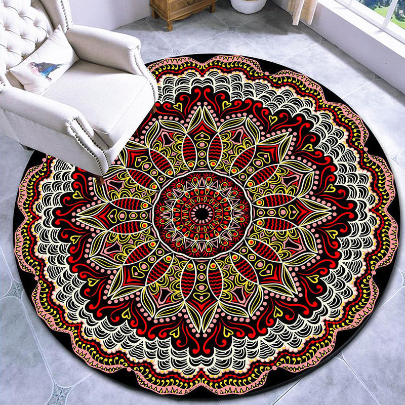 Colorful Moroccan Area Rug with Mandala Design - Stain-Resistant, Non-Slip, Pet-Friendly