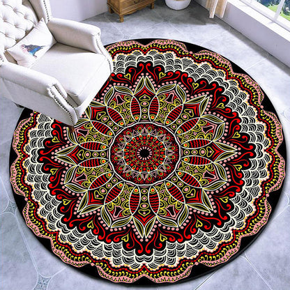 Colorful Moroccan Area Rug with Mandala Design - Stain-Resistant, Non-Slip, Pet-Friendly