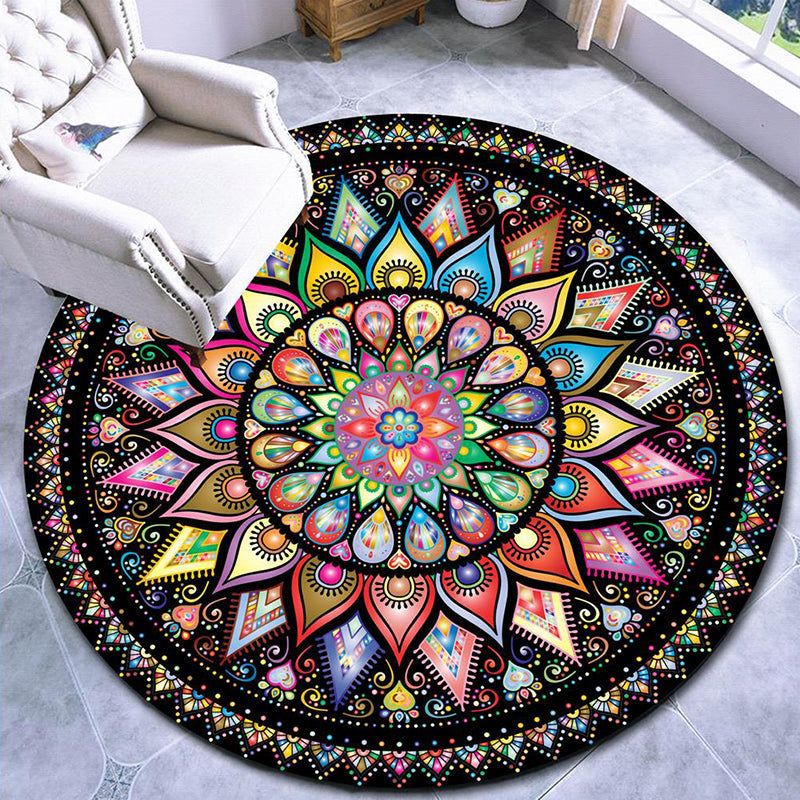 Colorful Moroccan Area Rug with Mandala Design - Stain-Resistant, Non-Slip, Pet-Friendly