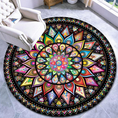 Colorful Moroccan Area Rug with Mandala Design - Stain-Resistant, Non-Slip, Pet-Friendly