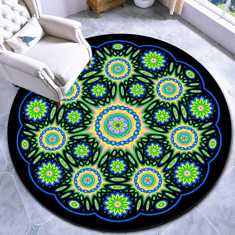 Colorful Moroccan Area Rug with Mandala Design - Stain-Resistant, Non-Slip, Pet-Friendly