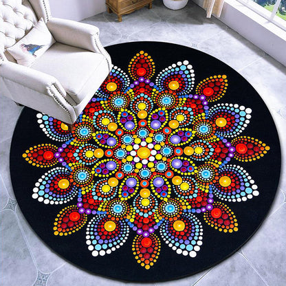 Colorful Moroccan Area Rug with Mandala Design - Stain-Resistant, Non-Slip, Pet-Friendly