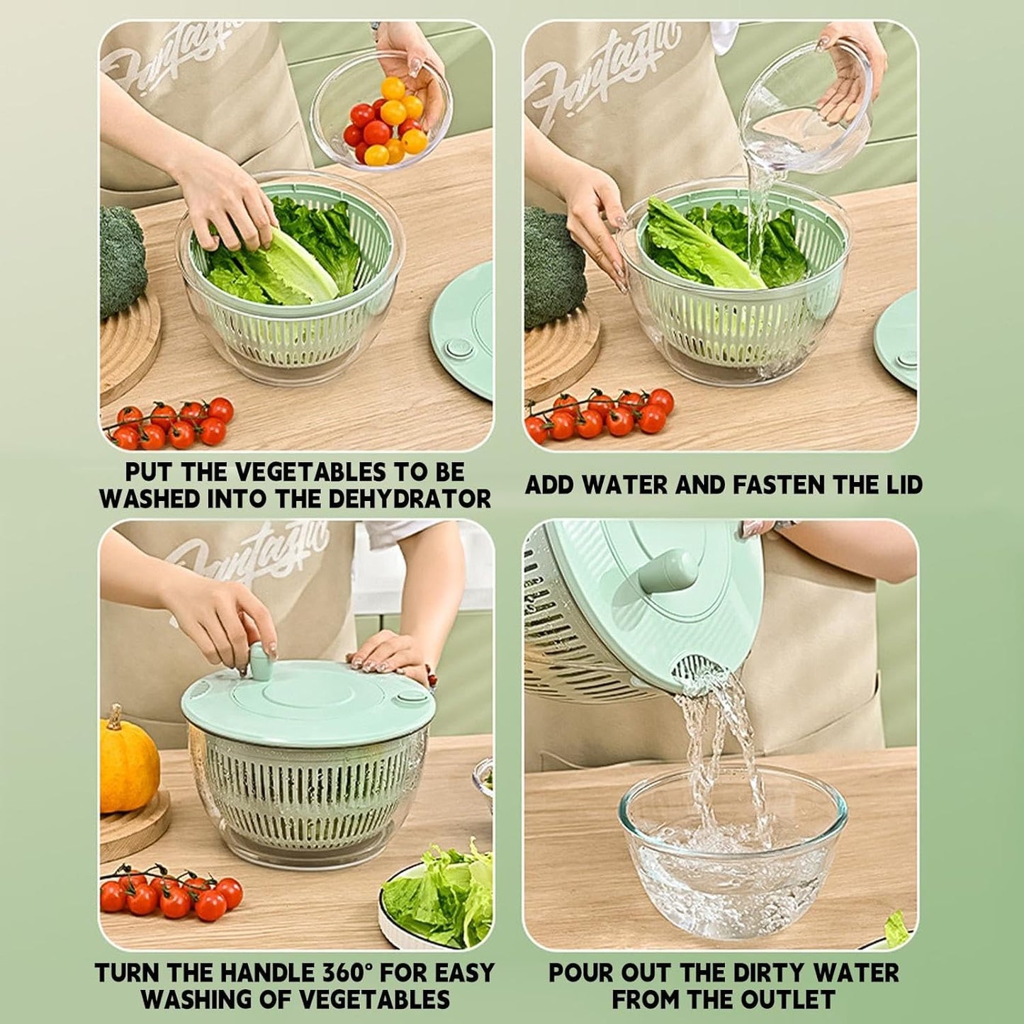 Versatile Salad Spinner with Multi-Cutting Inserts for Effortless Meal Prep