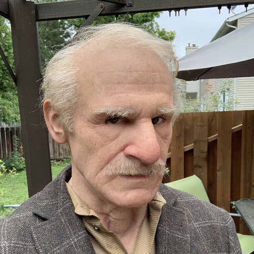 Realistic Latex Halloween Mask for Adults – Creepy Old Man Design