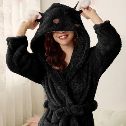 Hooded Fleece Bathrobe with Bunny Ears | Soft, Warm & Easy Care for Cozy Moments at Home