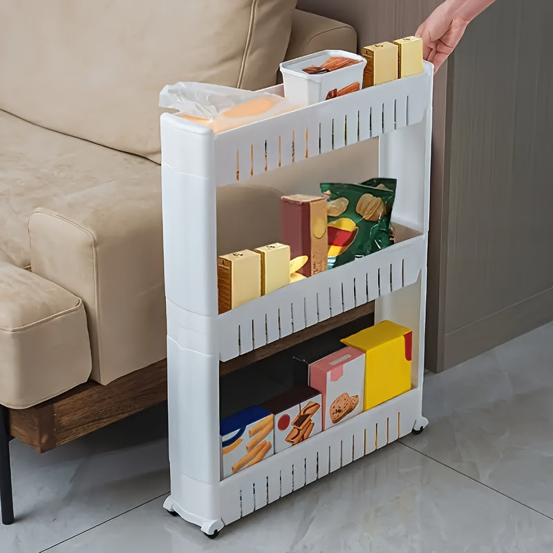 Slim Storage Trolley with Wheels | 3-Tier | Narrow & Convenient | For Bathroom, Kitchen & Home