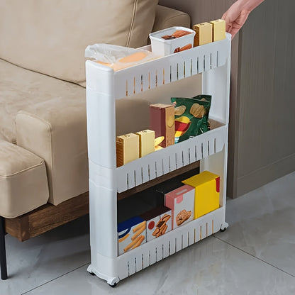 Slim Storage Trolley with Wheels | 3-Tier | Narrow & Convenient | For Bathroom, Kitchen & Home