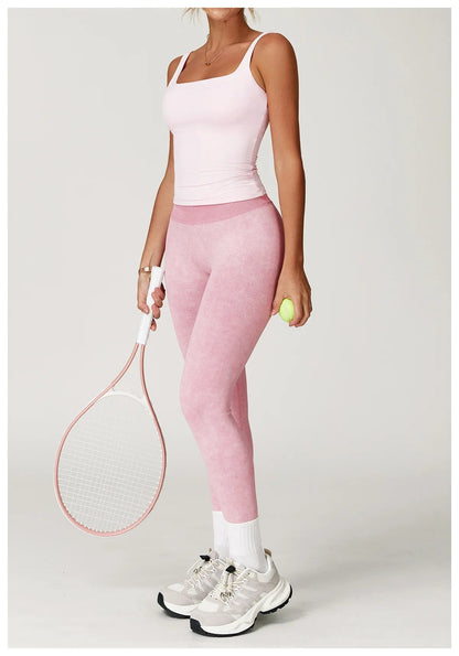 High-Waisted Ribbed Workout Leggings for Women | Seamless Stretch Fit