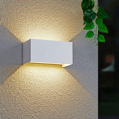 Contemporary Rectangular Waterproof LED Wall Light for Outdoor Use with Dual Light