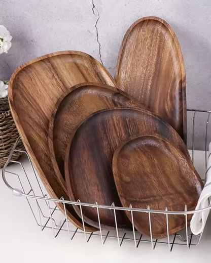 Rustic Wooden Platter Set – Natural Serving Tray for Kitchen Decor
