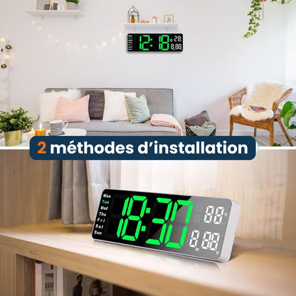 Contemporary LED Wall Clock with Digital Display