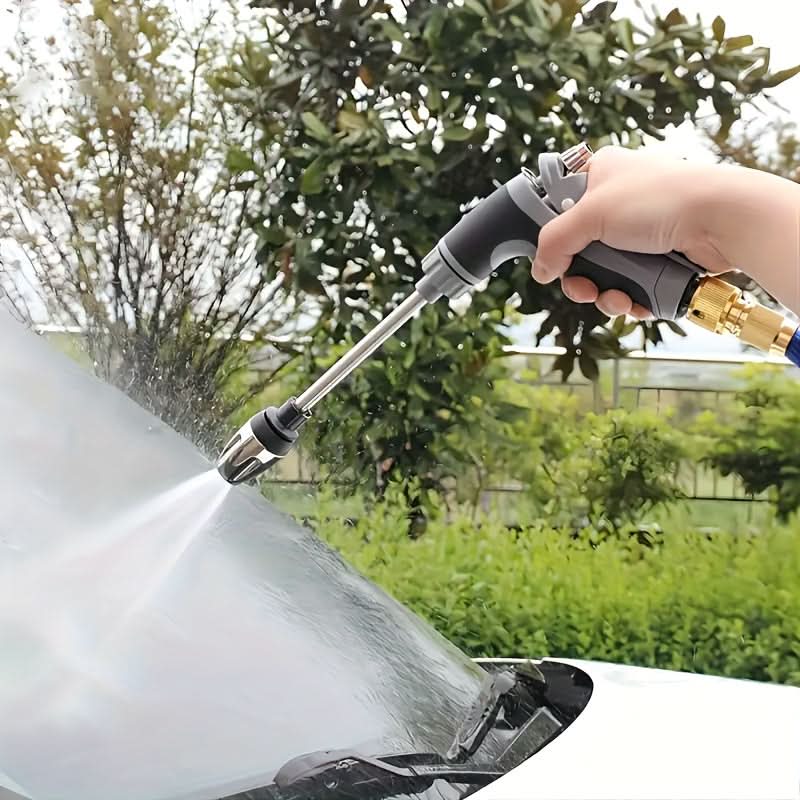 High-Pressure Garden Hose Nozzle with Foam Cannon and Extended Handle
