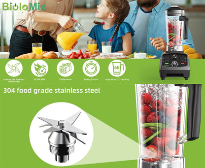 High-Power 2200W Blender with 2L Jar, 6-Blade Design, Timer, Ice Crusher