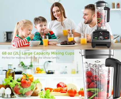 High-Power 2200W Blender with 2L Jar, 6-Blade Design, Timer, Ice Crusher