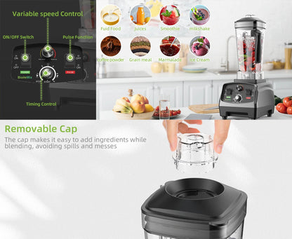 High-Power 2200W Blender with 2L Jar, 6-Blade Design, Timer, Ice Crusher