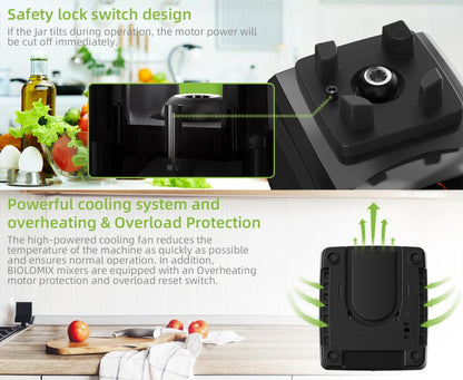 High-Power 2200W Blender with 2L Jar, 6-Blade Design, Timer, Ice Crusher