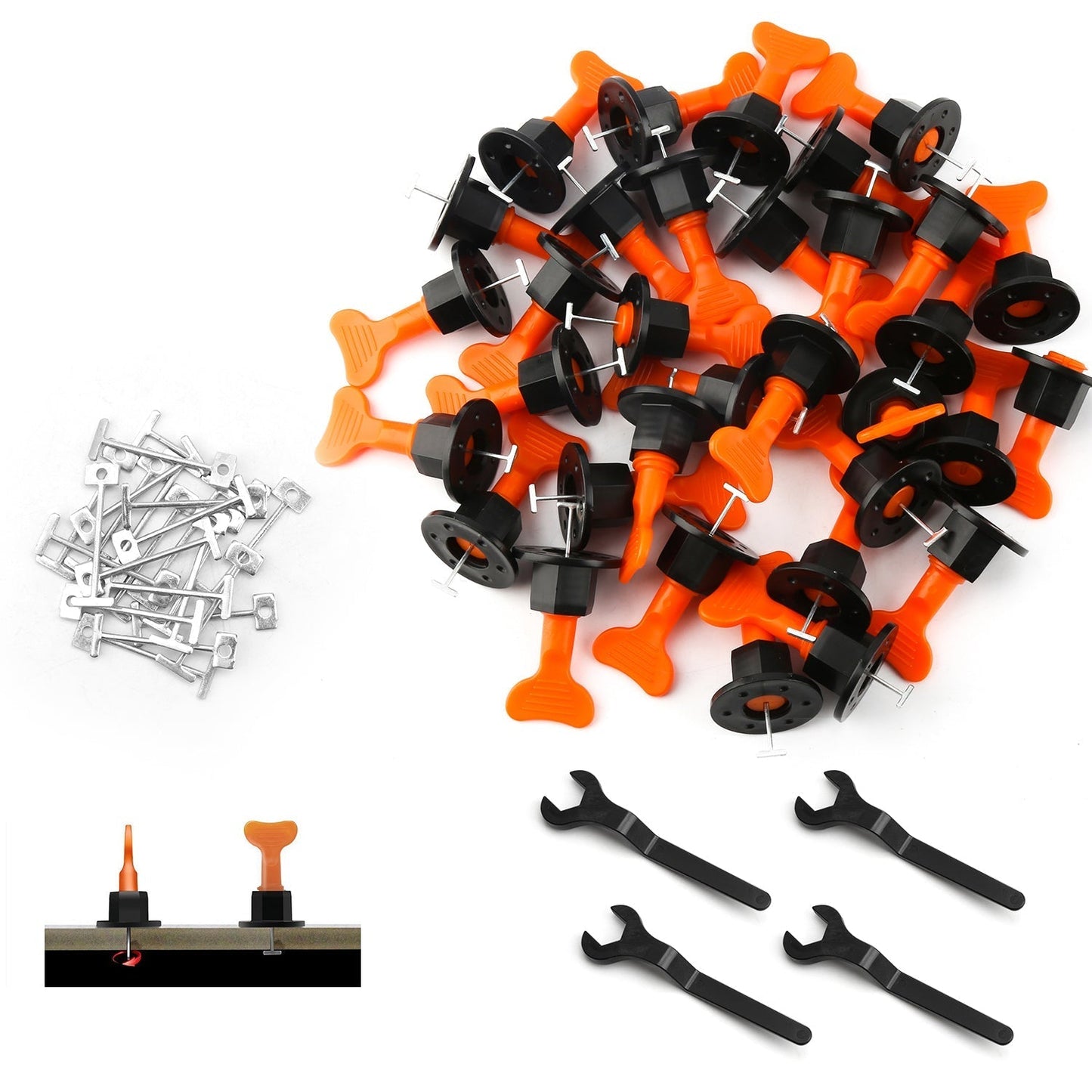 Ultimate Tile Leveling Kit with 110 Pieces and 4 Wrenches