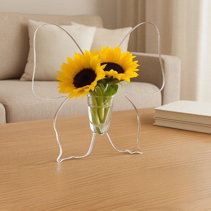 Clear Flower Vase with Artistic Butterfly Design