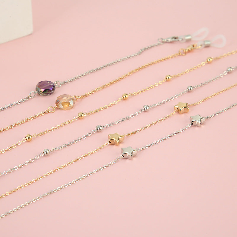 Gold Beaded Eyewear Chain with Adjustable Length