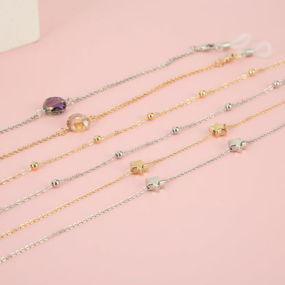 Gold Beaded Eyewear Chain with Adjustable Length