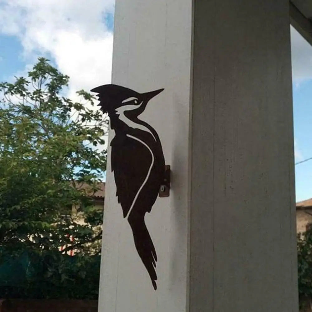 Garden Stake with Bird Silhouette | Rust Effect | Metal | 14 x 7 x 1 cm