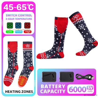 Heated Socks with Rechargeable 6000 mAh Battery | Up to 10 Hours Warmth | Unisex Thermal Socks for Outdoor, Skiing & Winter Use