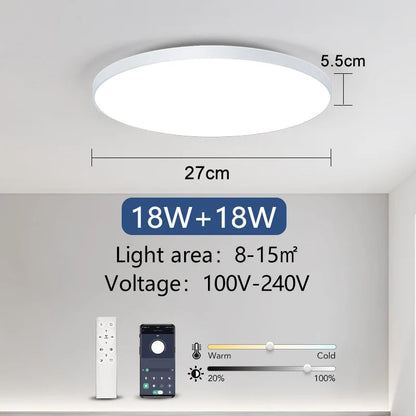 Smart 36W/50W LED Ceiling Light – Dimmable with Remote & App Control