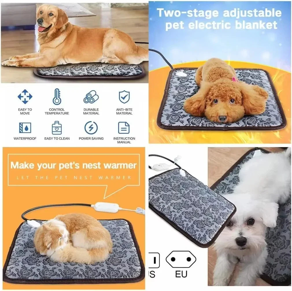 Heated Pet Bed with Temperature Control & Timer | Waterproof and Safe | Suitable for Dogs & Cats