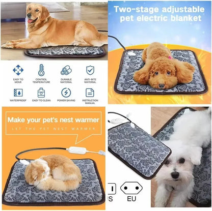 Heated Pet Bed with Temperature Control & Timer | Waterproof and Safe | Suitable for Dogs & Cats