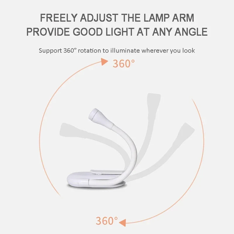 Rechargeable Mini LED Book Light | 360° Clip Design | Eye-Friendly